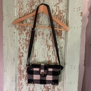Woodland Creek black and white plaid fleece bag